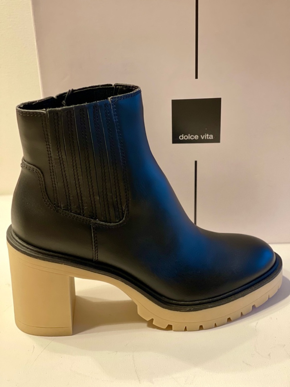 NIB DOLCE VITA CASTER H20 WATERPROOF BLACK LEATHER WOMENS SIZE 9.5 - Picture 4 of 12